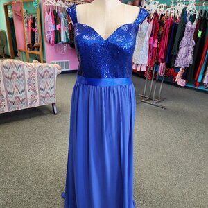 DaVinci Bridal Royal Blue Size 26W Sequin/Chiffon Bridesmaid/Prom Dress Formal